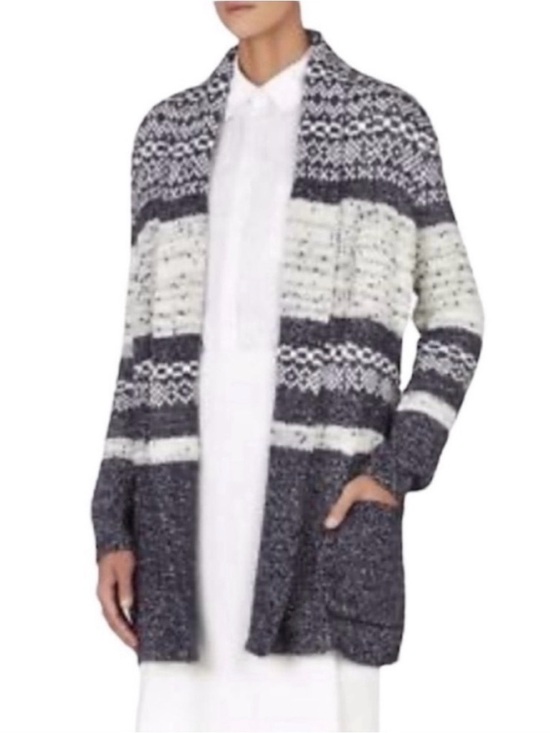 BCBGMaxAzria Sweaters - BCBGMaxAzria Black & White Striped Open-Front Cardigan